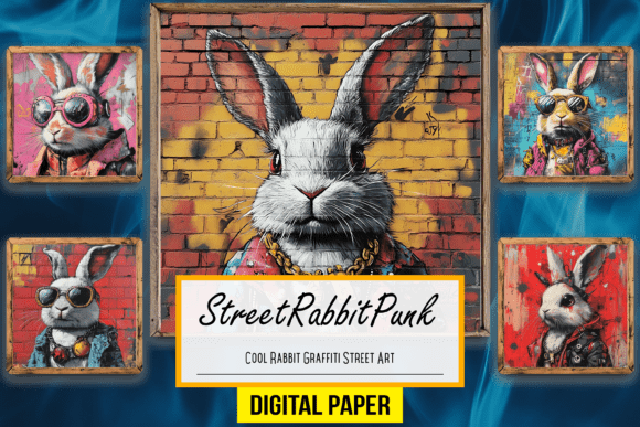 Download Cool Rabbit Graffiti Street Backdrop Art - Premium Resources